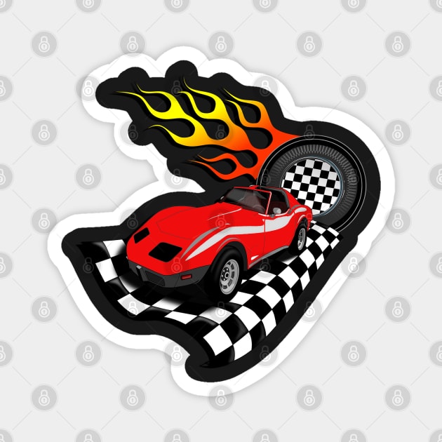 Racecar & Checkered Flag Design, Cool Birthday Gift & Home Decor for Boys Magnet by tamdevo1