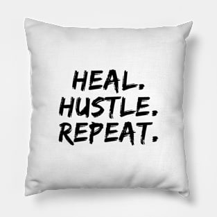 Heal Hustle Repeat Black Pillow