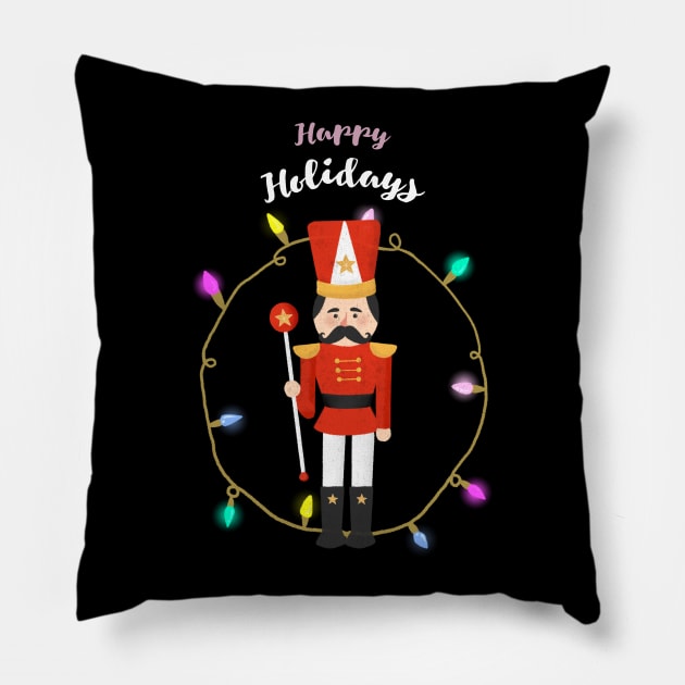 Happy Holidays Nutcracker Pillow by sydorko