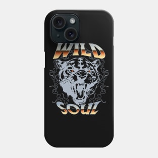 Panther head and wild soul quote design, y2k aesthetic Phone Case