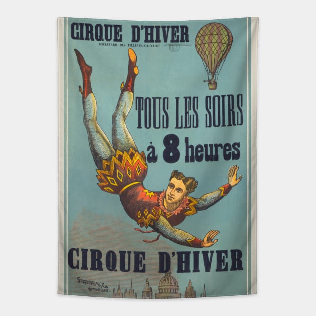 Vintage French Circus Poster Tapestry by Antiquated Art