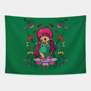 Cute chibi kissing girl art Tapestry