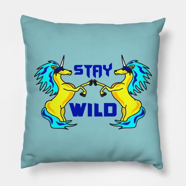 Stay wild and free unicorns Pillow by Mayathebeezzz