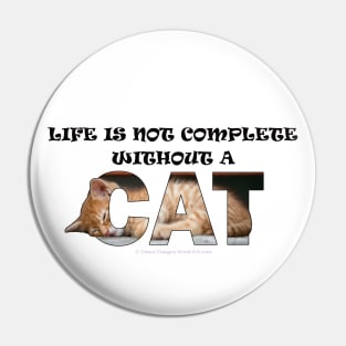 Life is not complete without a cat - ginger cat oil painting word art Pin