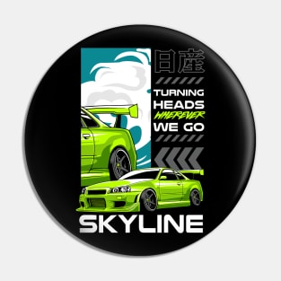 Green Nissan GTR Pin