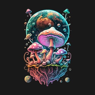 Magic Mushroom Psychedelic Retro Style Shrooms Design T-Shirt