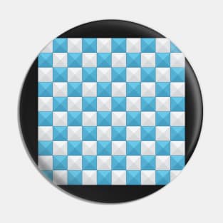 Blue and White Checkered Squares Pin