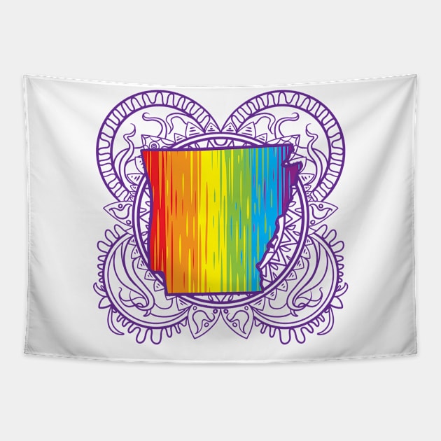 Arkansas Mandala Pride Tapestry by Manfish Inc.