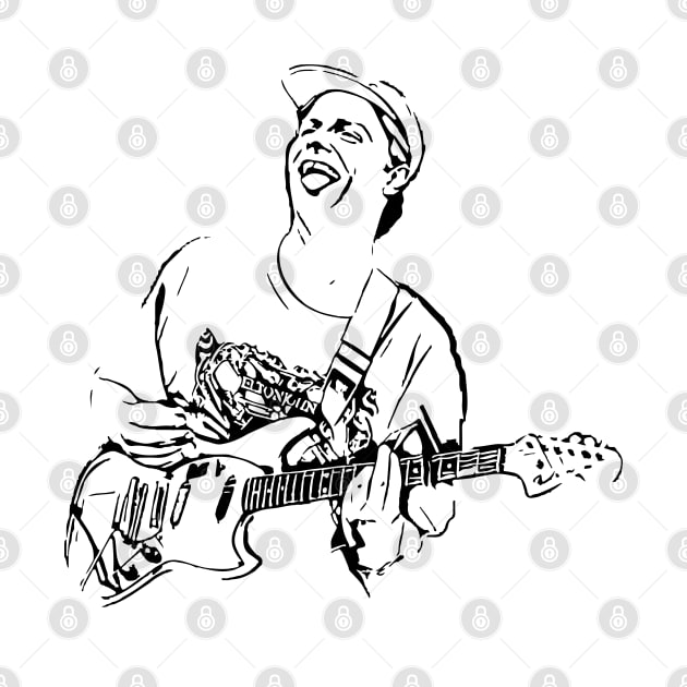 Mac DeMarco Playing Guitar Black and White Illustration by AJ