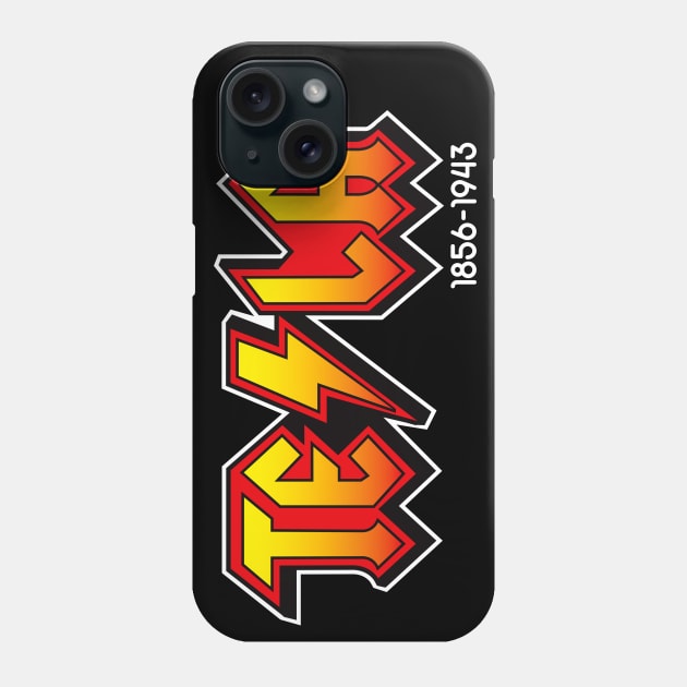 Nikola Tesla ACDC lettering Phone Case by Alema Art