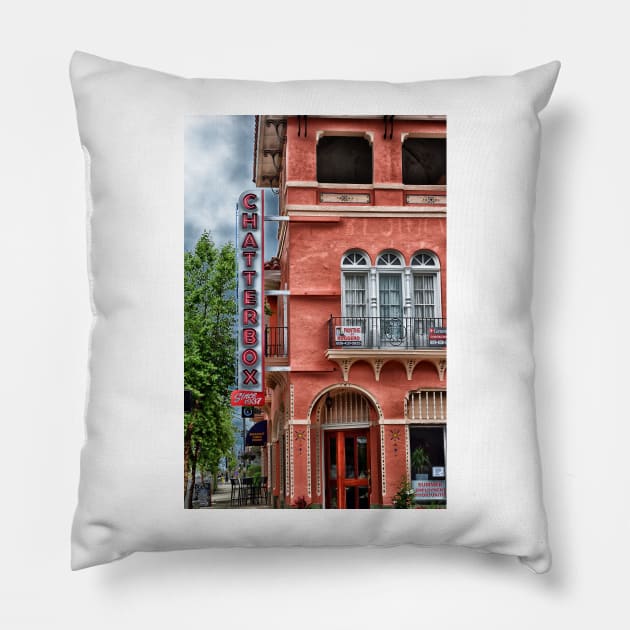 The Chatterbox Since 1937 Pillow by JimDeFazioPhotography