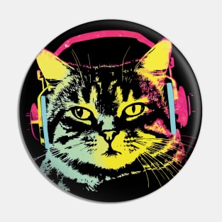 Gamer Cat Music Lover Pin