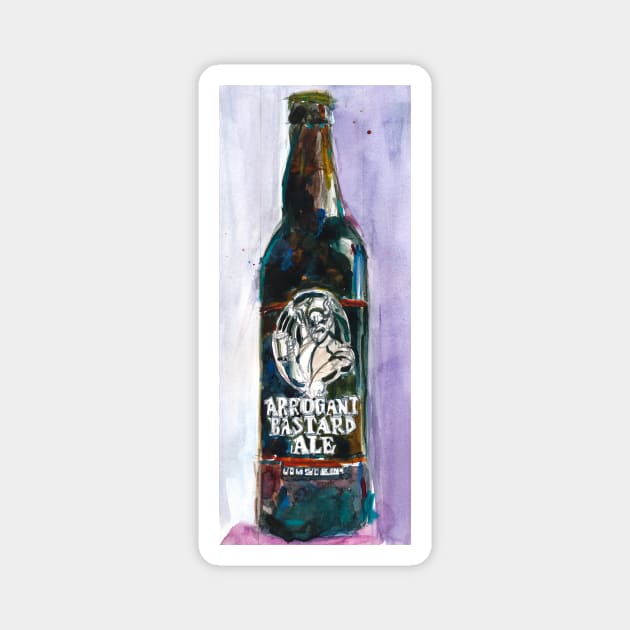 STONE ARROGANT BASTARD Beer Art Print from Original Watercolor - California Beer Art - Bar Room - Cave Beer Magnet by dfrdesign