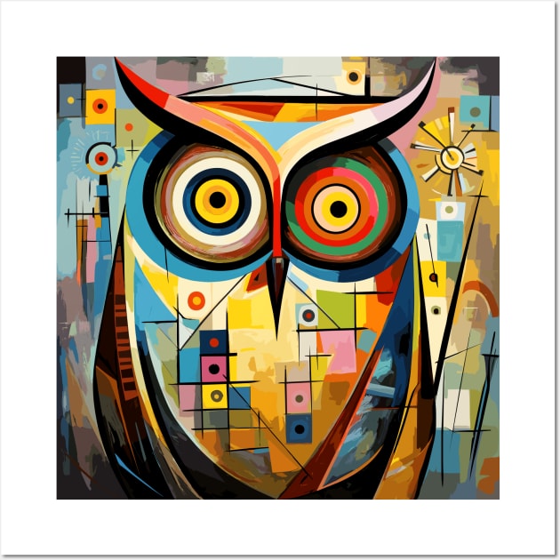 Geometric abstract owl bird canvas wall art - TenStickers