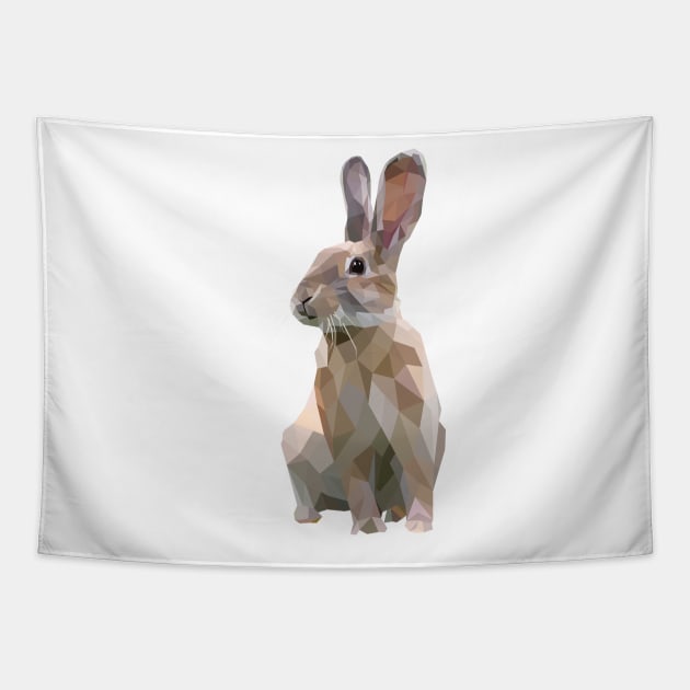 Brown Bunny. Rabbit. Geometric. Lowpoly. Illustration. Digial Art. Tapestry by Houseofyhodie