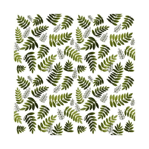 Modern Fern Leaves - Olive Green by monitdesign