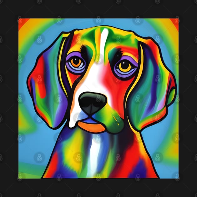 Beagle Dog Rainbow Painting by KayBee Gift Shop