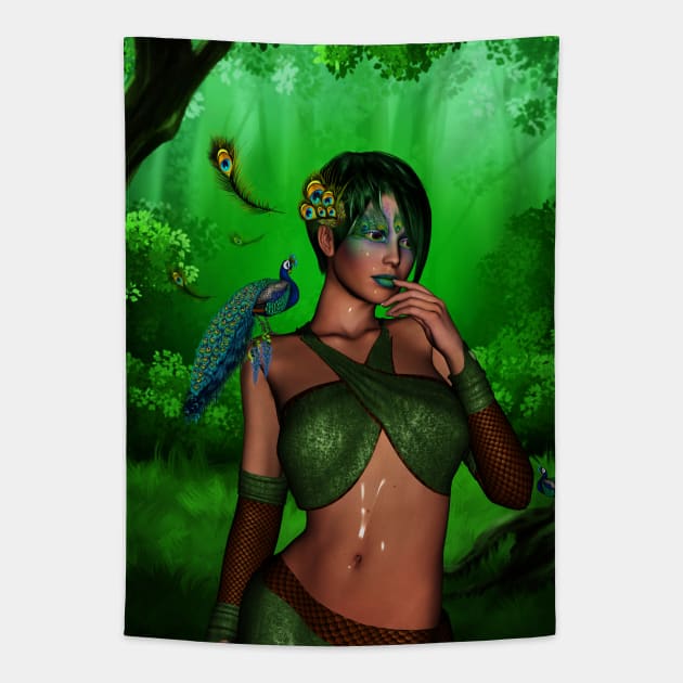 Wonderful fairy with peacocks Tapestry by Nicky2342