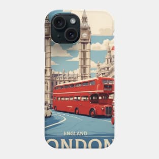 London England Double Decker Bus Vintage Travel Tourism Phone Case