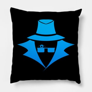 Mr. Eye: A Cybersecurity/Anonymity Icon (Blue) Pillow