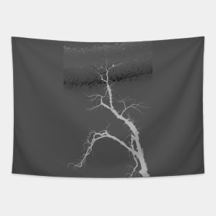 Tree Against Grey Sky at Night Tapestry