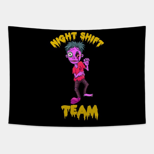 Team Night Shift, Scary Zombie Tapestry by crimsonshirt