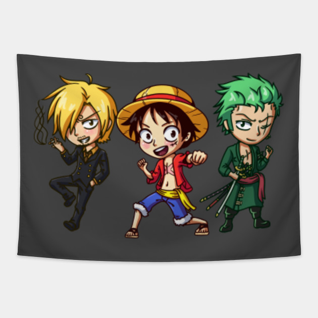Luffy Zoro And Sanji Chibis One Piece Tapestry Teepublic