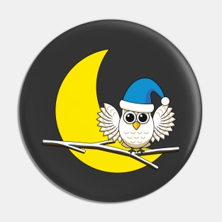 Snowy Owl in a New Moon Winter Night Pin