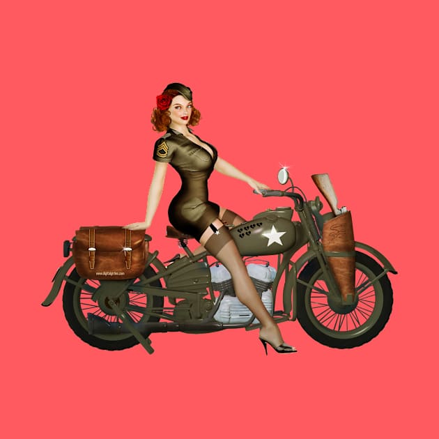 Army Motorcycle Pinup by seanearley