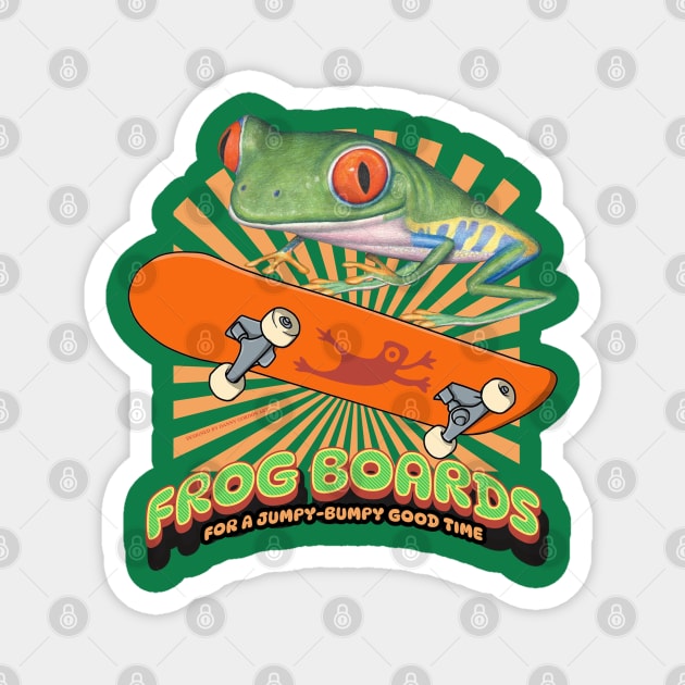 Funny Cute Red Eyed Tree Frog Skateboard Magnet by Danny Gordon Art