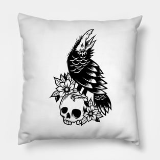 Crow and skull Pillow