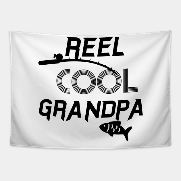 Funny Fishing Shirts for Men - Reel Cool Grandpa T-Shirt Ideas for Grandpa Papa Tapestry by Johner_Clerk_Design