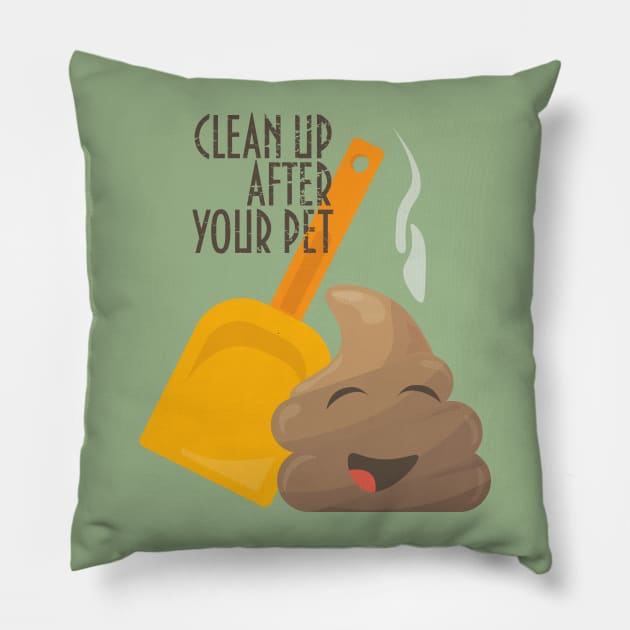 Clean up after your pets poop Pillow by tatadonets