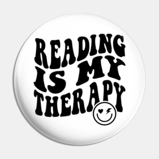 Reading is My Therapy Groovy Cute Reader Bookworm Gifts 2024 Pin