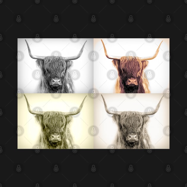 Highland Cattle Pop Art by Jim Cumming