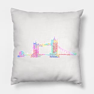 Tower Bridge Travel Text Word Cloud Pillow