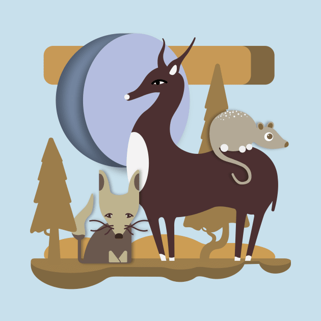 Fox, Deer & Possum by MarshlandOracle