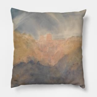 Crichton Castle (Mountainous Landscape with a Rainbow) by J.M.W. Turner Pillow