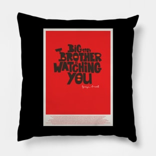 Orwellian Tribute - „Big Brother is Watching You“ - Dystopian Art Poster in Classic Colors Pillow