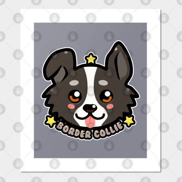 Kawaii Chibi Border Collie Dog Face Border Collie Affiche Et Impression D Art Teepublic Fr