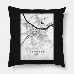 Belgrade Serbia City Map Pillow