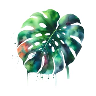 Monstera Deliciosa Leaf Watercolor Painting T-Shirt