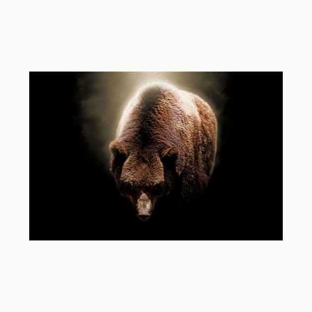 Grizzly Bear Animal Wildlife Forest Nature Hunt Adventure Graphic Digital Painting by Cubebox