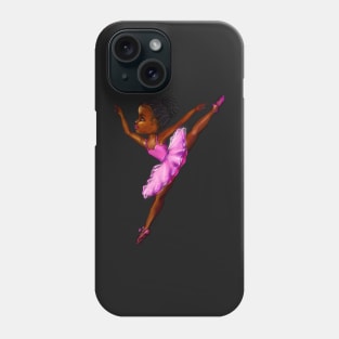 Black ballerina girl with corn rows ! beautiful  black girl with Afro hair and dark brown skin wearing a pink tutu.Hair love ! Phone Case