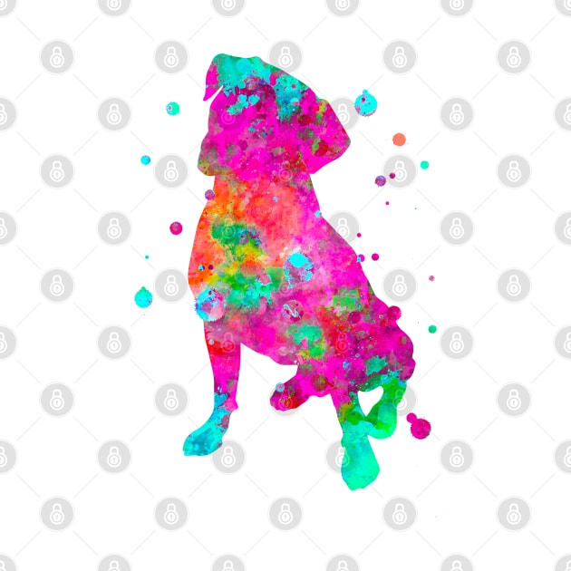 Boxer Dog Watercolor Painting 2 by Miao Miao Design