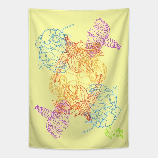 NEON FAUNA Tapestry by Yeti Ink ~ Yeti307