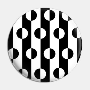 Circles Stripes Black and White Pattern Pin