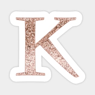 K rose gold glitter monogram letter Magnet