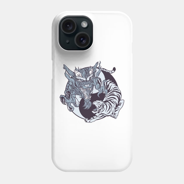 Dragon - Tiger / Ying And Yang Phone Case by MajorCompany