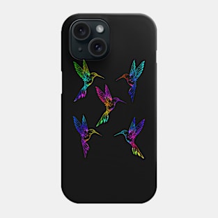 Neon Rainbow Hummingbirds Phone Case